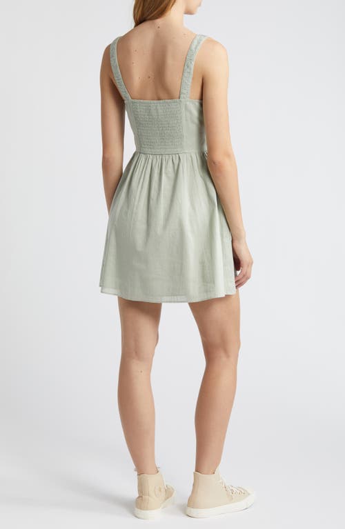 Shop Bdg Urban Outfitters Azealia Button Front Cotton Minidress In Khaki