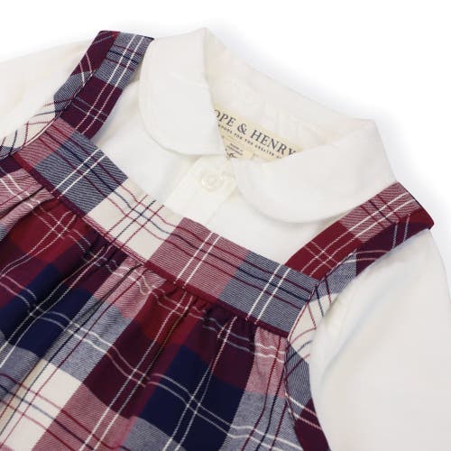 Hope & Henry Baby Organic Bodysuit And Jumper Set, Infant In Berry Tartan Set