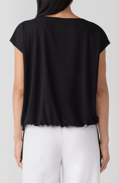 Shop Eileen Fisher Boat Neck Drawstring Waist Top In Black