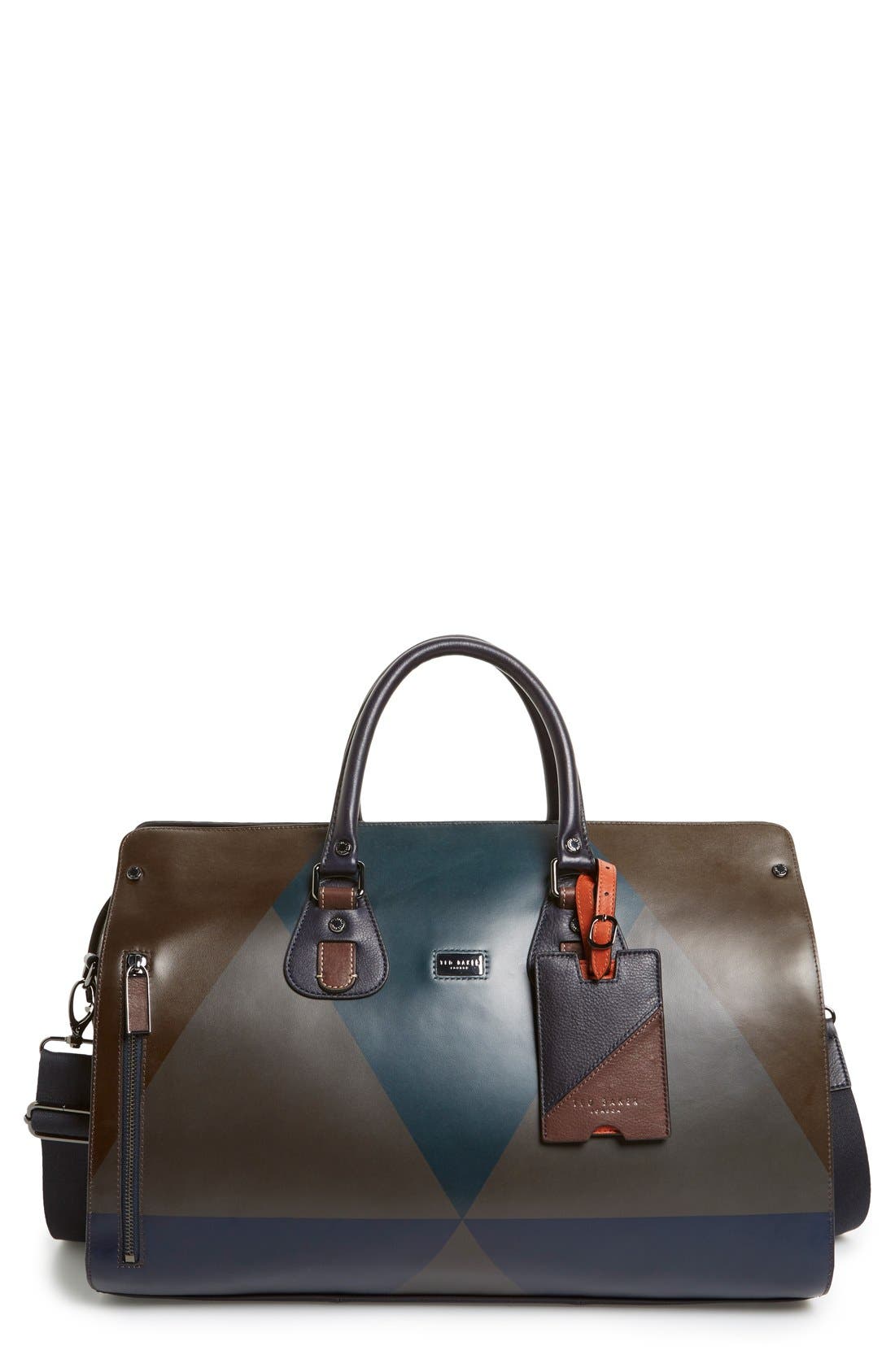 Ted Baker London 'Harlequin' Leather Duffel Bag Nordstrom