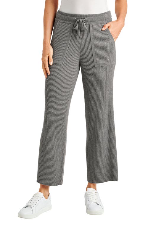 Shop Splendid Georgie Rib Wide Leg Crop Pants In Heather Grey