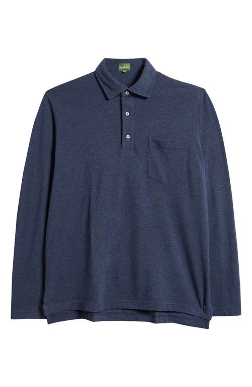 Sid Mashburn Long Sleeve Piqué Pocket Polo In Heather Denim Pique