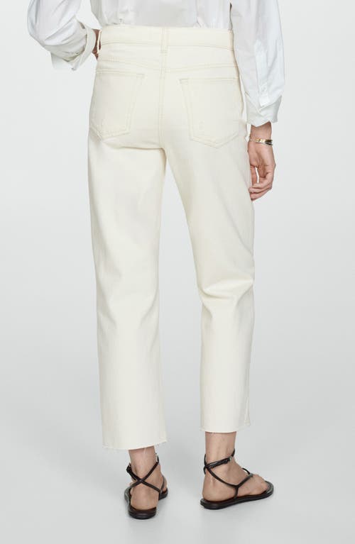 Mango Raw Hem Crop Straight Leg Jeans In Ecru