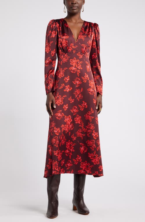 NORDSTROM NORDSTROM LONG SLEEVE SATIN MIDI DRESS 