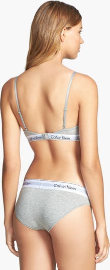 Calvin Klein Heather-Grey Logo Modern Bralette, Bikini & Hair Tie