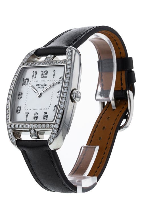 Shop Watchfinder & Co. Hermès  Cape Cod Leather Strap Watch, 29mm In Black/white