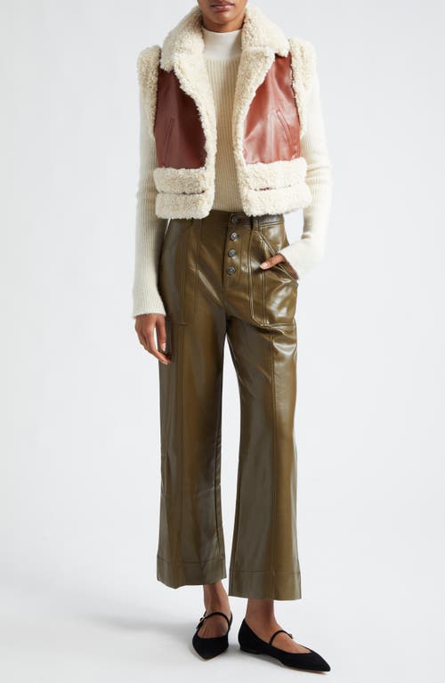 Shop Cinq À Sept Benji Faux Leather Crop Pants In Dark Olive