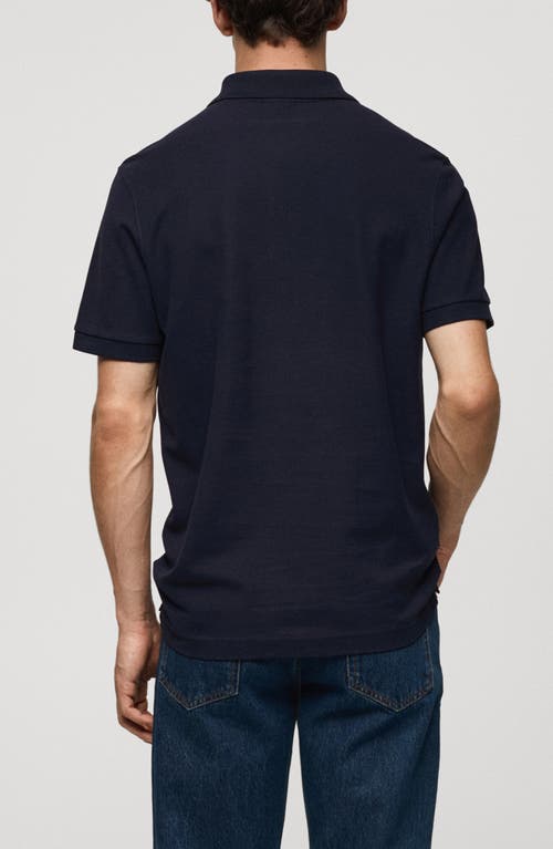 Shop Mango Relaxed Cotton Piqué Knit Polo In Dark Navy