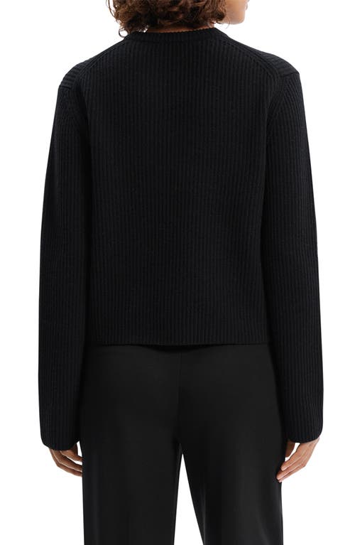 Shop Theory Boxy Felted Wool & Cashmere Rib Sweater In Black