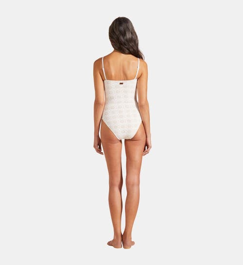 Shop Vilebrequin Broderies Anglaises Bustier One-piece Swimsuit In Off White