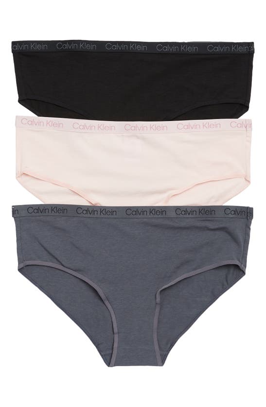 Calvin Klein 3-pack Assorted Modal Hipster Briefs In Black/ Pink/ Grey