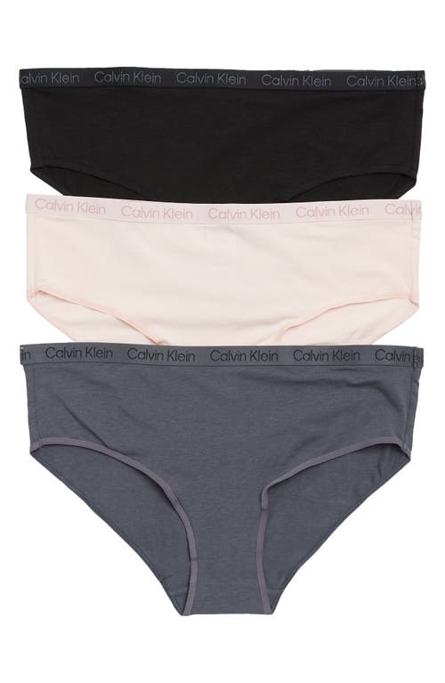 Shop Calvin Klein 3-pack Assorted Modal Hipster Briefs In Black/pink/grey