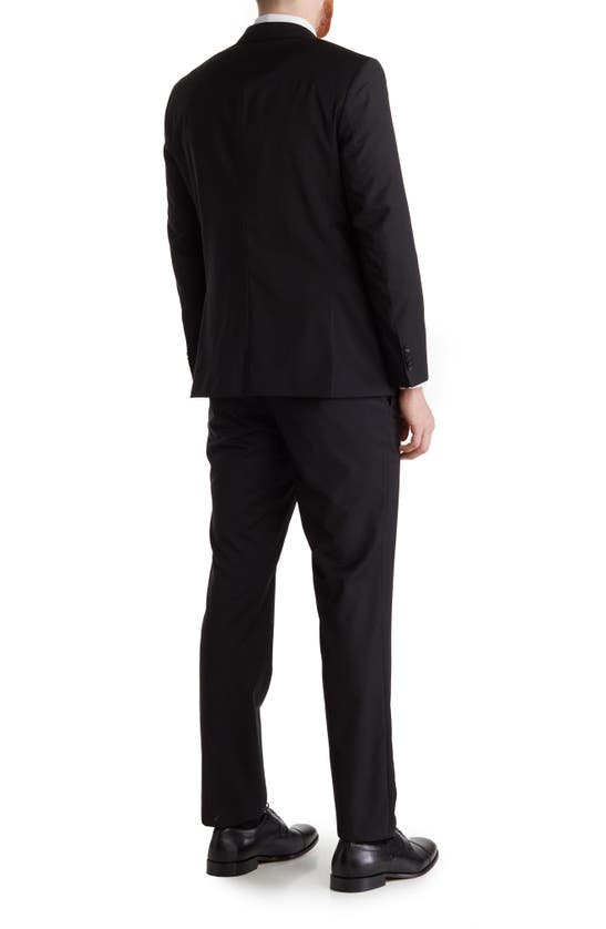 Hugo Boss Huge Genius Black Solid Two-button Notch Lapel Wool Suit In Black