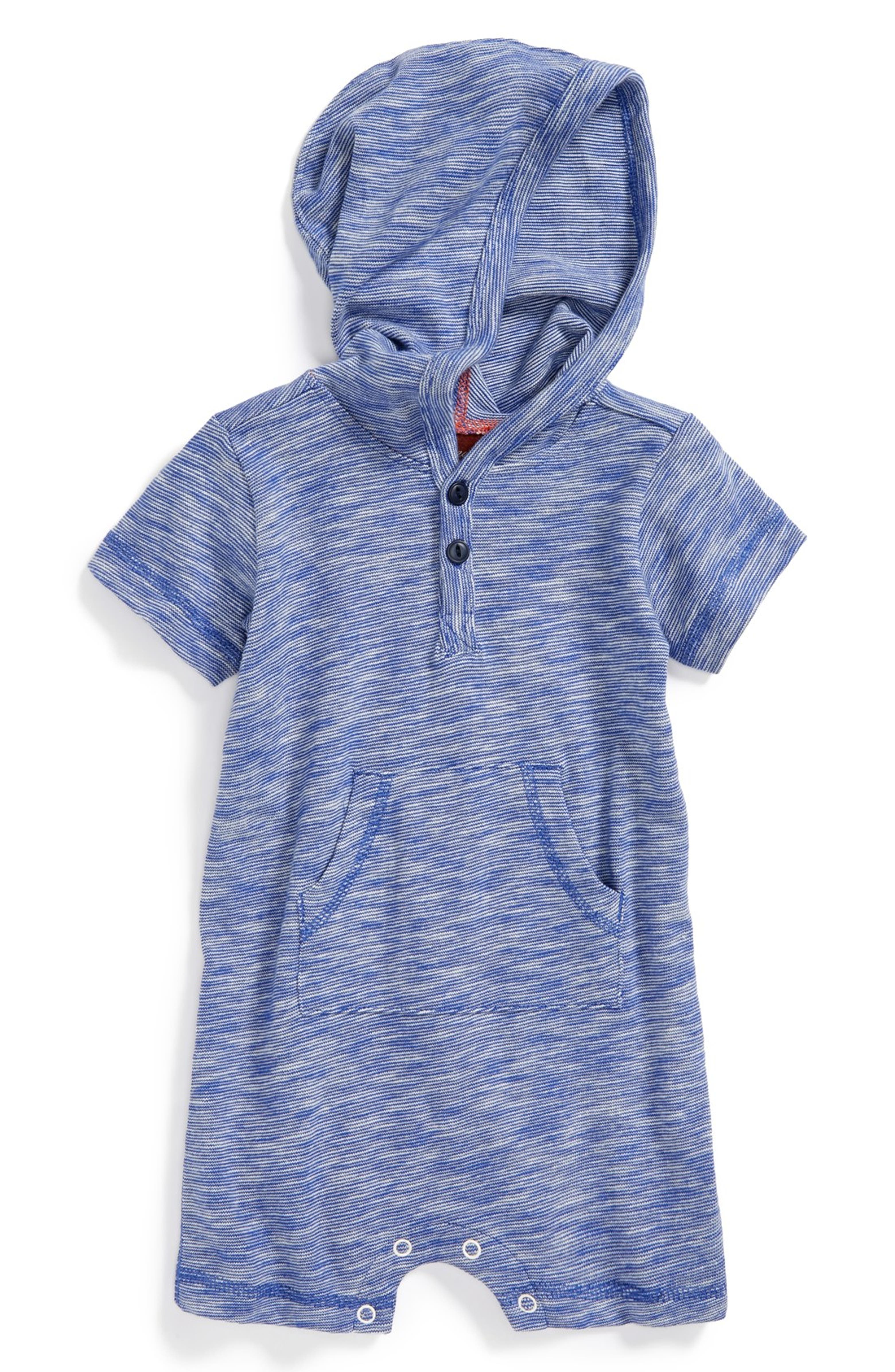 Tea Collection Stripe Hooded Romper (Baby Boys) | Nordstrom