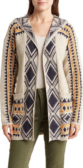 Lucky Brand Allover Jacquard Knit Hooded Cardigan Nordstromrack