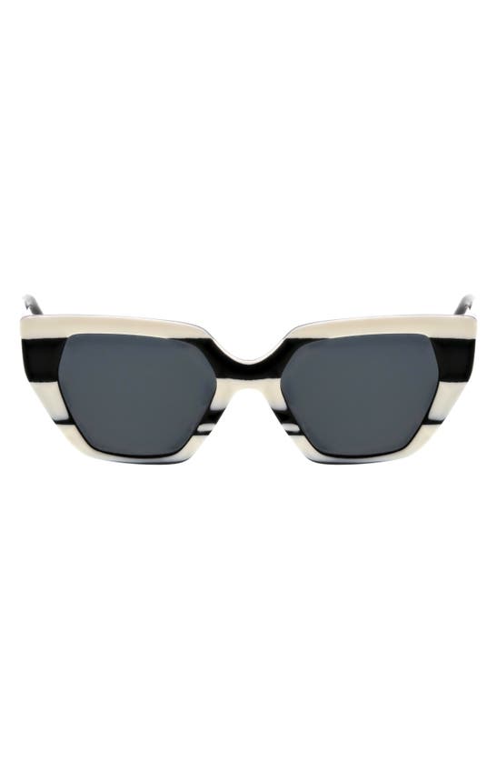 Oscar De La Renta 51mm Square Cat Eye Sunglasses In Black White