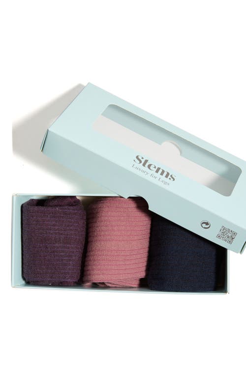 Stems Assorted 3-pack Rib Socks In Navy/rosa/mauve