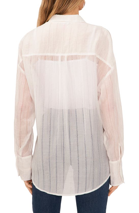Shop Vince Camuto Oversize Long Sleeve Gauze Button-up Shirt In Ultra White