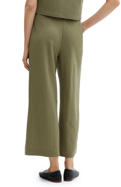 Mango Crop Wide Leg Pants In Khaki Green