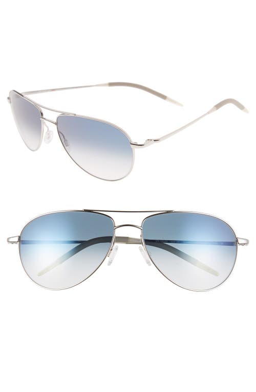 Oliver Peoples Benedict 59mm Photochromic Gradient Aviator Sunglasses in Silver/Chrome Sapphire at Nordstrom
