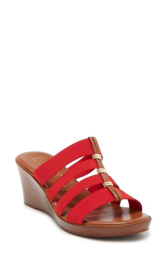 Italian Shoemakers Clover 4-band Wedge Sandal In Red