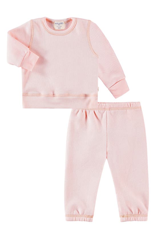 Paigelauren Fleece Lounge Sweatshirt & Joggers Set In Pink