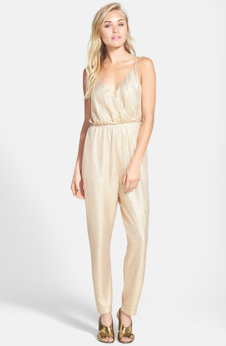 ASTR THE LABEL ASTR Wrap Front Jumpsuit, Main, color, GOLD