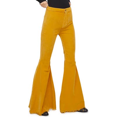 Free People Just Float Corduroy Flare Pants, Yellow
