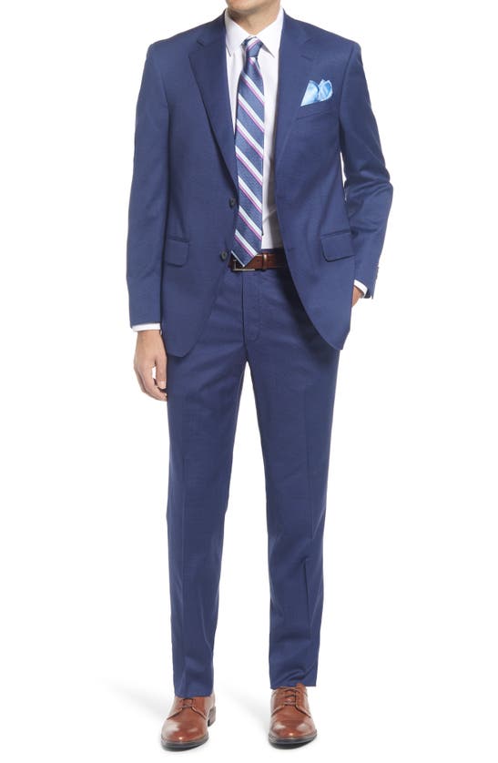 Peter Millar Tailored Plaid Wool Suit In Blue