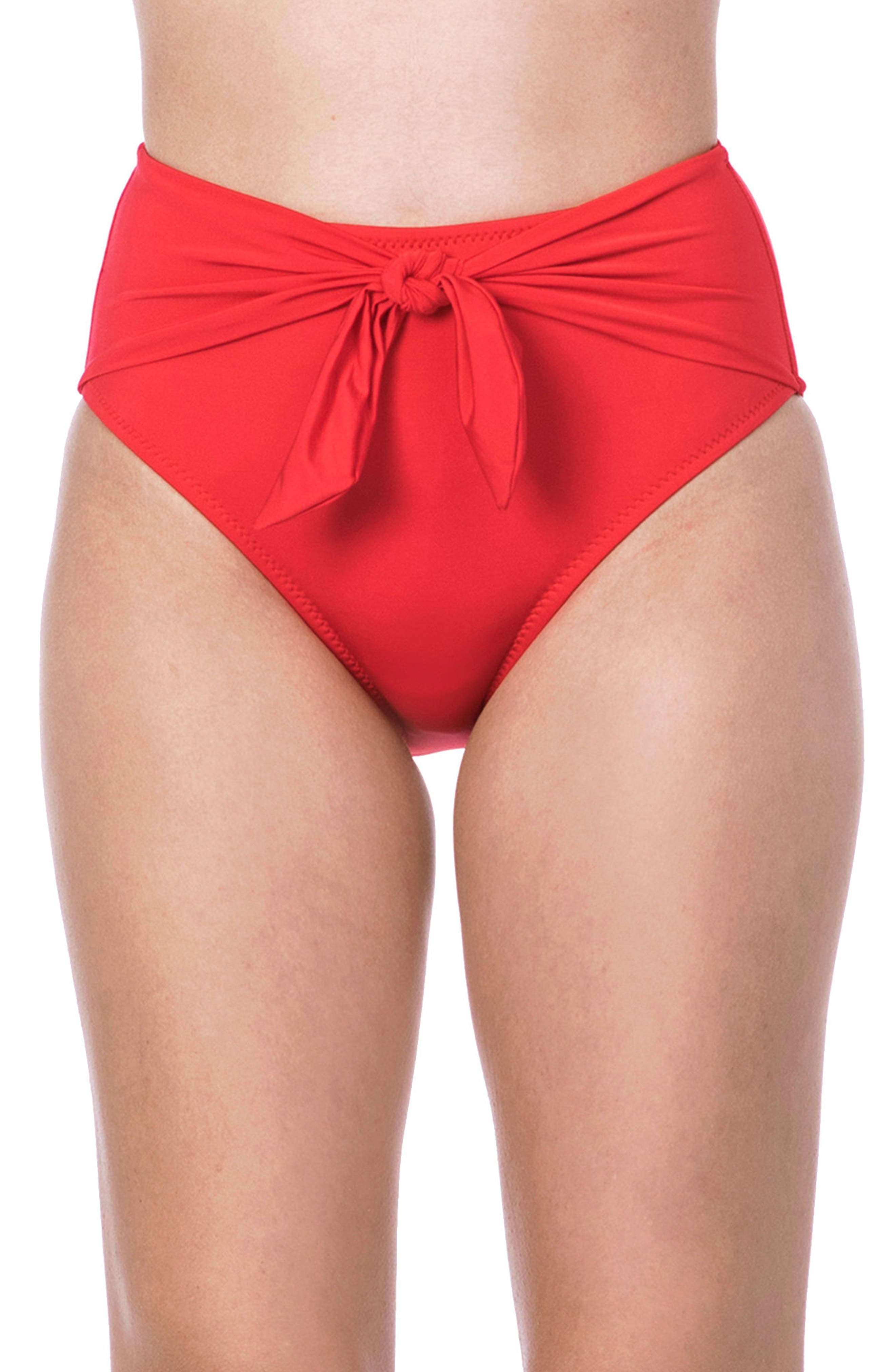 Trina Turk Getaway High Waist Bikini Bottoms, Red