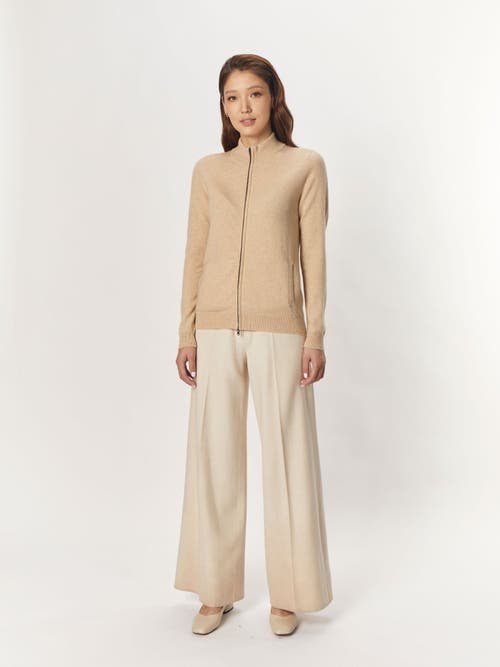 Shop Gobi Cashmere Full-zip Cashmere Cardigan In Beige