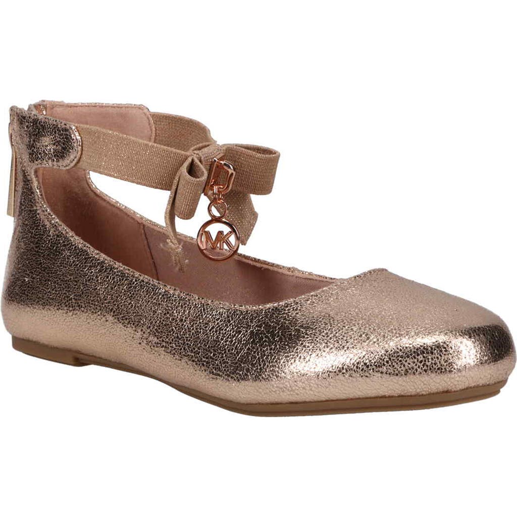 Michael Michael Kors Kenyah Kay Metallic Ballet Flat In Rose Gold