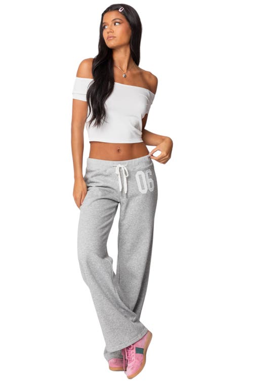 Edikted 06 Wide Leg Drawstring Sweatpants In Grey Melange