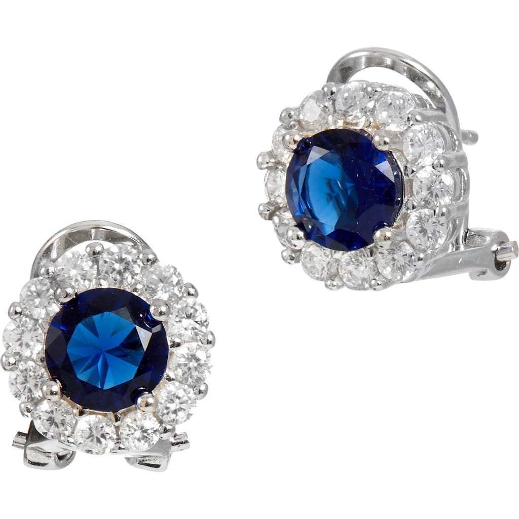 SAVVY CIE JEWELS Halo Stud Earrings in Blue