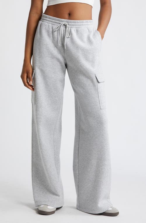 Shop Bp. Elastic Waist Wide Leg Fleece Cargo Pants In Grey Soft Heather