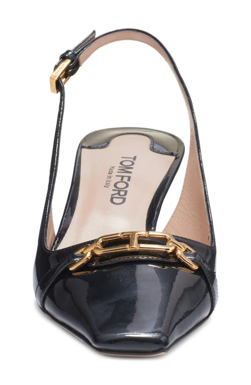 Tom Ford Black Slingback Pumps With T Logo Detail In Patent Leather Woman In Black