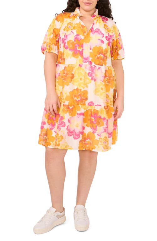 CeCe Floral Babydoll Dress Radiant Yellow at Nordstrom,