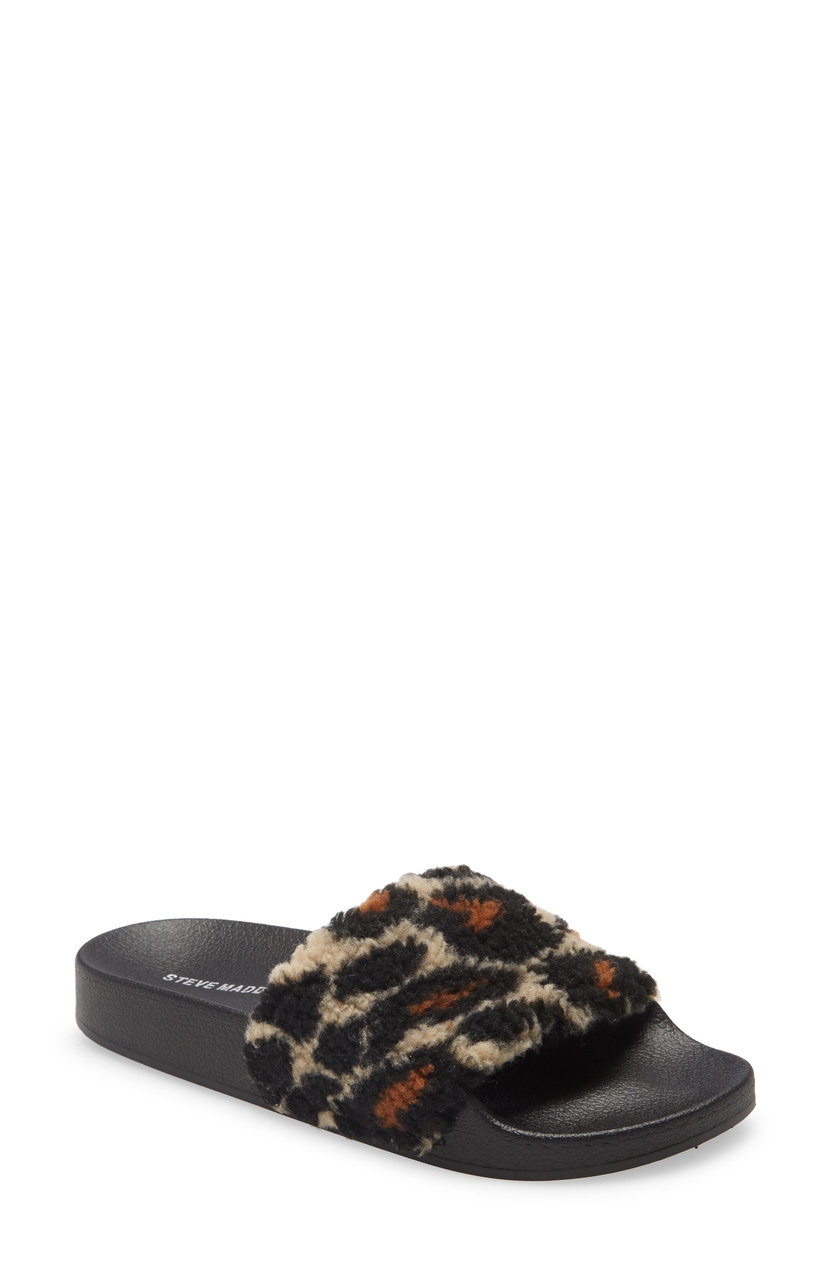 shear faux shearling slide slipper