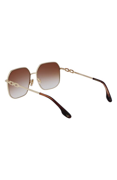 Shop Victoria Beckham 58mm Square Sunglasses In Gold/honey