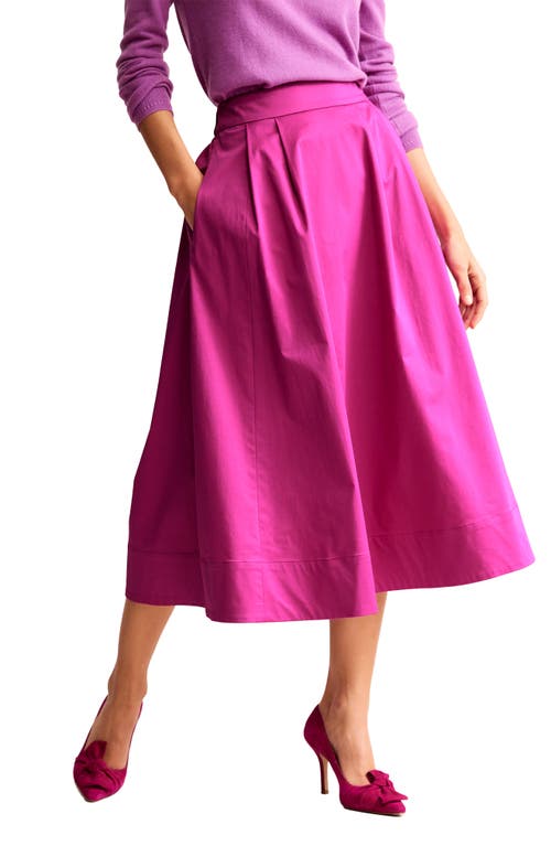 Full Sateen Midi Skirt in Rose Violet