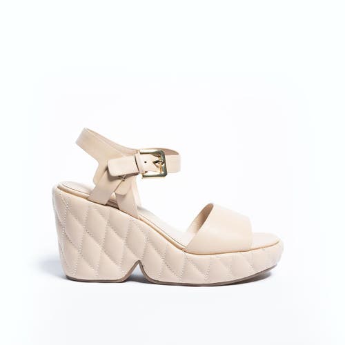 Shop Cecelia New York Betty Quiletd Platform Wedge Sandal In Beige