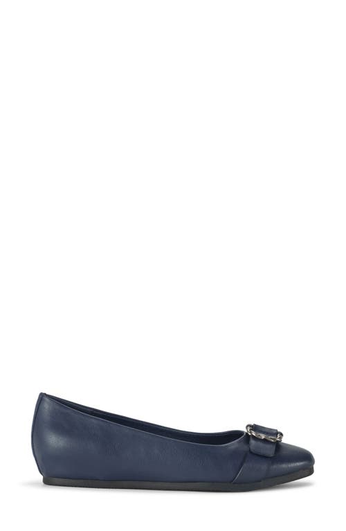 Baretraps Colette Womens Buckle Faux Leather Ballet Flats In Midnight