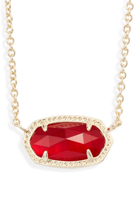 Kendra Scott Elisa Pendant Necklace In Gold/ Cherry Red Illusion