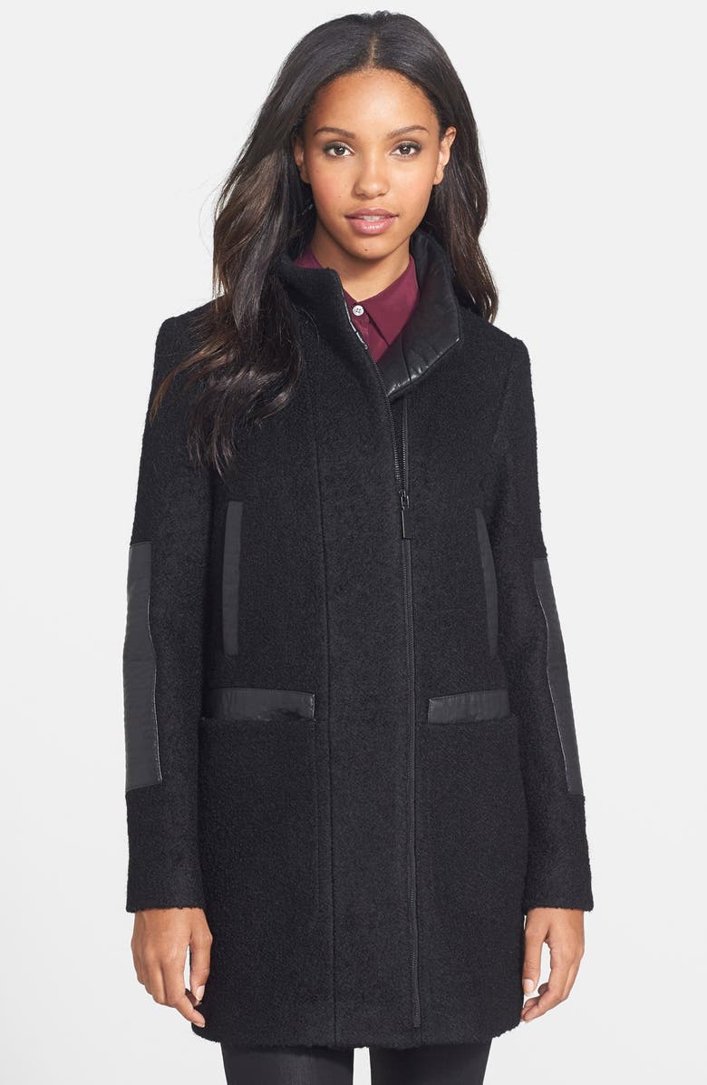 Vince Camuto Faux Leather Trim Stand Collar Coat | Nordstrom