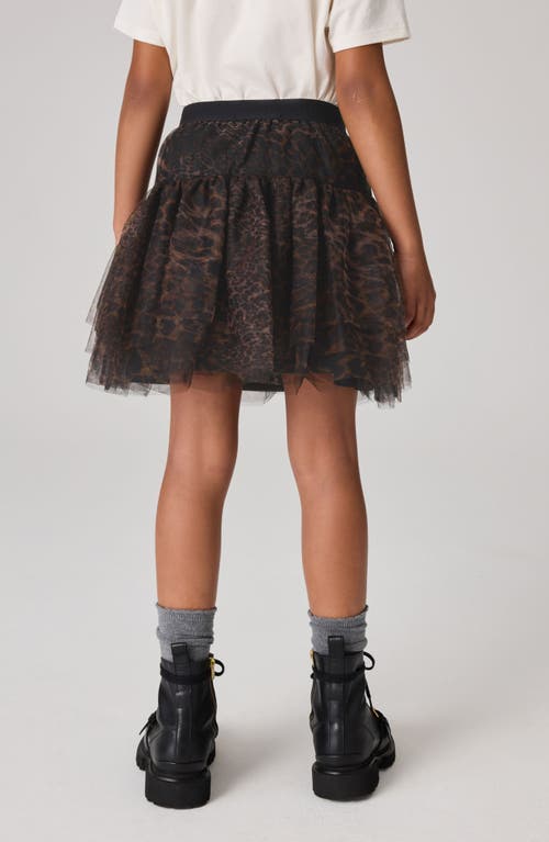 Shop Allsaints Sm By  Kids' Leopard Print Tiered Tulle Skirt In Brown