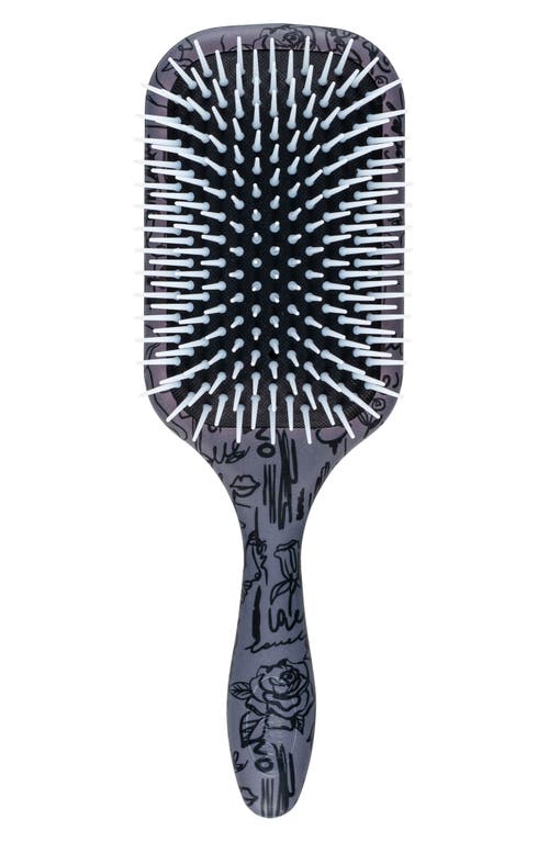 D38 Power Paddle Denman Detangler Hairbrush in Line Grafitti Print
