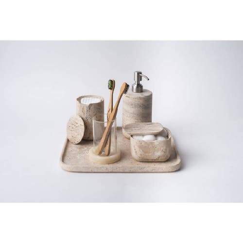 Andjacob Decor Less Is More Square Container In Travertine Marble