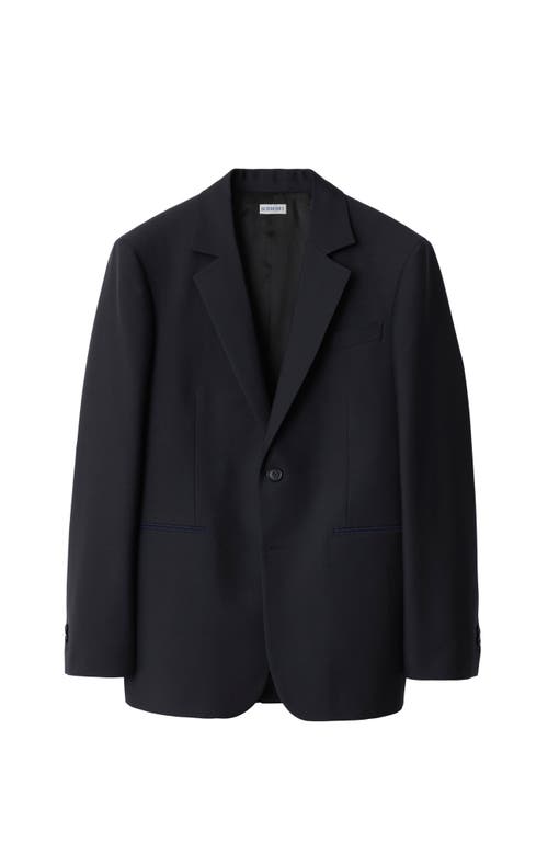 Burberry Tailored Jacket Crafted With Dark Navy Wool Twill In Navy