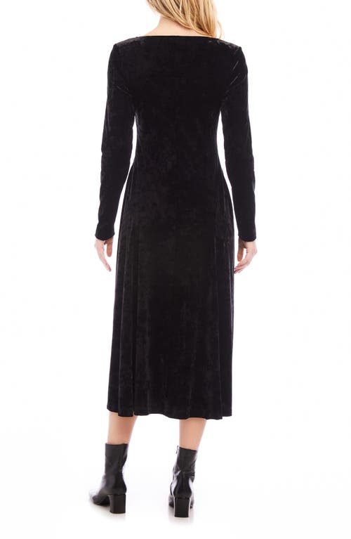 Shop Karen Kane Kate Long Sleeve Stretch Velvet Midi Dress In Black