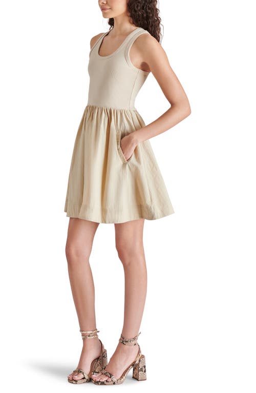 Steve Madden Tottenham Mixed Media Mini Dress In Sandy Beige
